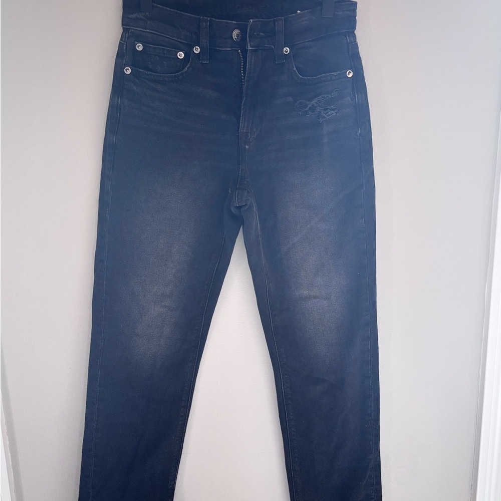 American Eagle Outfitters Black Straight Leg angle high rise Jeans